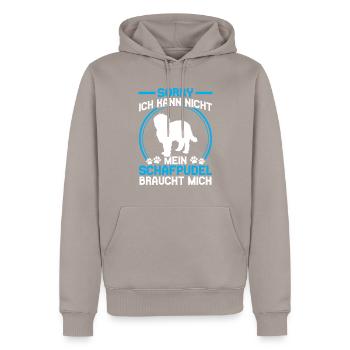 Schafpudel braucht mich Altdeutscher Hütehund - Männer Premium Bio Hoodie - Taupe - Vorne - Nico (187cm)