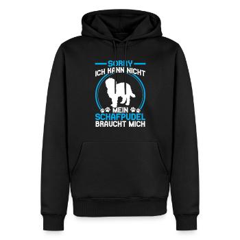 Schafpudel braucht mich Altdeutscher Hütehund - Männer Premium Bio Hoodie - Schwarz - Vorne - Nico (187cm)