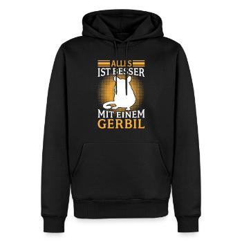 Tout va mieux avec Gerbille Rongeur Gerbille - Sweat à capuche Premium bio Homme - noir - Devant - Nico (187cm)