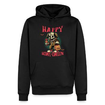 Happy Howl-Oween Lustiger Hunde Halloween Spruch - Männer Premium Bio Hoodie - Schwarz - Vorne - Nico (187cm)