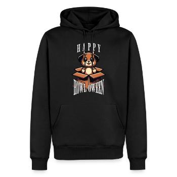Happy Howl-Oween Lustiger Hunde Halloween Spruch - Männer Premium Bio Hoodie - Schwarz - Vorne - Nico (187cm)