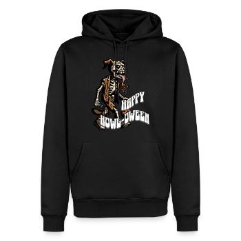 chiens heureux hurlement drôle d’halloween dicton d’halloween - Sweat à capuche Premium bio Homme - noir - Devant - Nico (187cm)