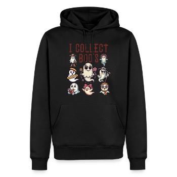 Vintage Rétro Design Drôle Fantôme Collector - Sweat à capuche Premium bio Homme - noir - Devant - Nico (187cm)