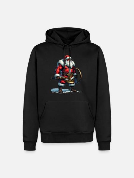 Bad Santa Claus Viking Bersærker Look Jul - Herre Premium økologisk hoodie - sort