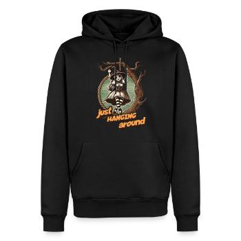 Lustiger Halloween Spruch Just Hanging Around - Männer Premium Bio Hoodie - Schwarz - Vorne - Nico (187cm)