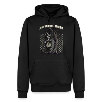 Just Hanging Around Halloween Hexen Spruch - Männer Premium Bio Hoodie - Schwarz - Vorne - Nico (187cm)