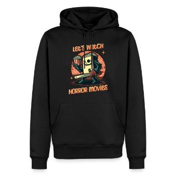 Drôle de dicton Design Regardons des films d’horreur - Sweat à capuche Premium bio Homme - noir - Devant - Nico (187cm)