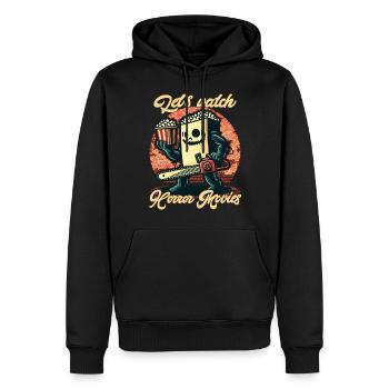 Drôle de dicton Design Regardons des films d’horreur - Sweat à capuche Premium bio Homme - noir - Devant - Nico (187cm)