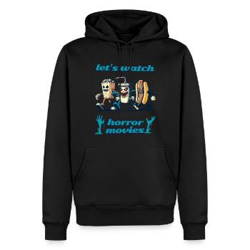 Drôle de dicton Design Films d’horreur - Sweat à capuche Premium bio Homme - noir - Devant - Nico (187cm)