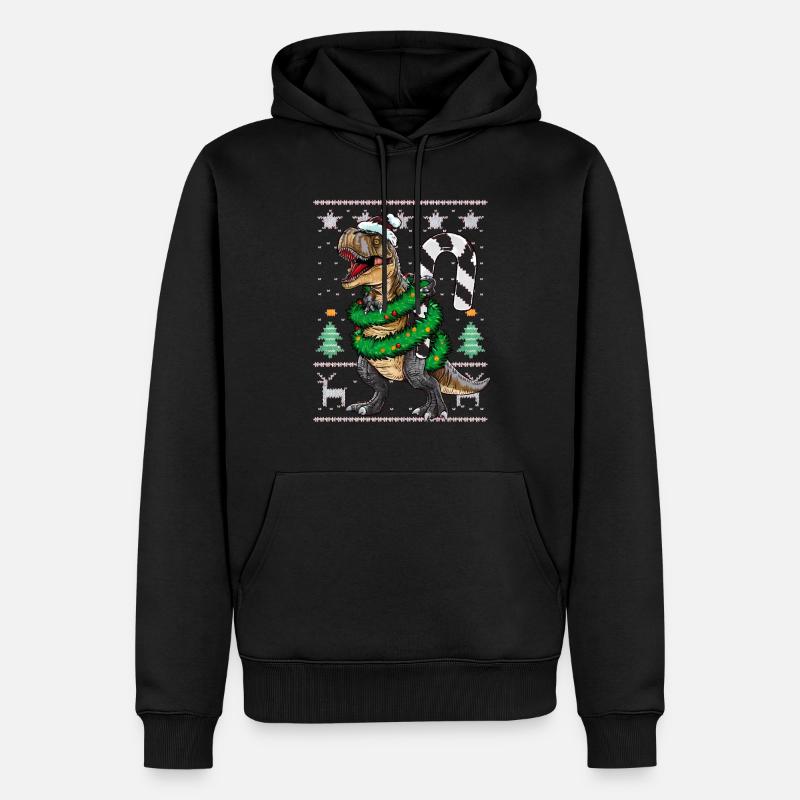 Dinosaure Moche Noël Noël Trex - Sweat à capuche Premium bio Homme - noir