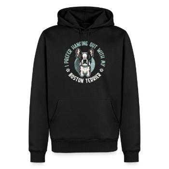 Boston Terrier Gifts - Männer Premium Bio Hoodie - Schwarz - Vorne - Nico (187cm)