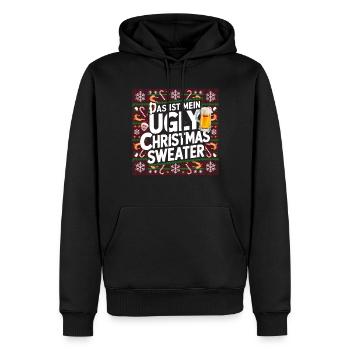 Pull de Noël moche Weihnachten Noël Père Noël - Sweat à capuche Premium bio Homme - noir - Devant - Nico (187cm)