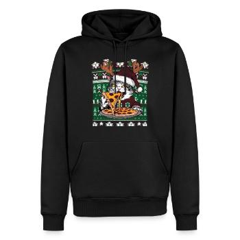 Katze Cat Ugly Christmas Weihnachten Xmas Santa - Männer Premium Bio Hoodie - Schwarz - Vorne - Nico (187cm)