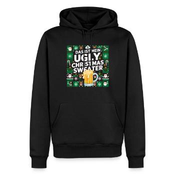 Pull de Noël laid Noël Noël Père Noël Bière - Sweat à capuche Premium bio Homme - noir - Devant - Nico (187cm)