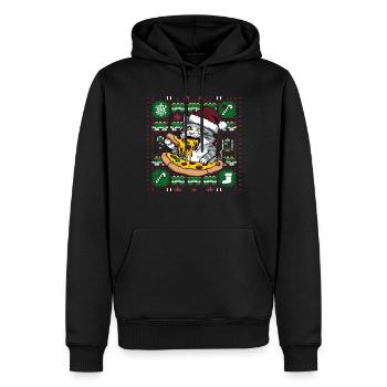 Katze Cat Ugly Christmas Weihnachten Xmas Santa - Männer Premium Bio Hoodie - Schwarz - Vorne - Nico (187cm)