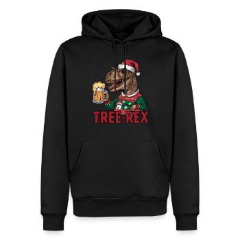 Dino Trex Ugly Christmas Weihnachten Xmas Bier - Männer Premium Bio Hoodie - Schwarz - Vorne - Nico (187cm)