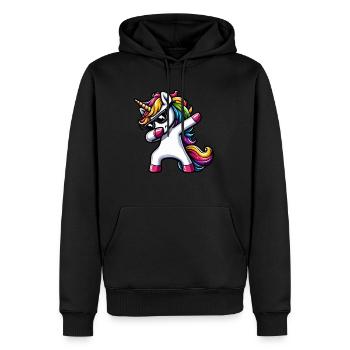 Licorne à pois surprise Rainbow Girl - Sweat à capuche Premium bio Homme - noir - Devant - Nico (187cm)