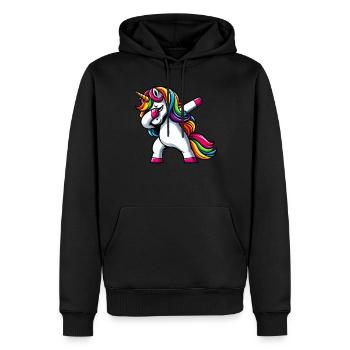 Licorne à pois surprise Rainbow Girl - Sweat à capuche Premium bio Homme - noir - Devant - Nico (187cm)
