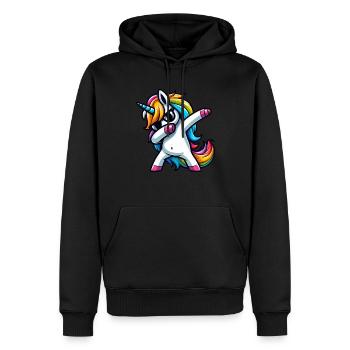Einhorn Tupfende Überraschung Regenbogenmädchen - Männer Premium Bio Hoodie - Schwarz - Vorne - Nico (187cm)