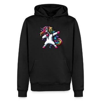 Einhorn Tupfende Überraschung Regenbogenmädchen - Männer Premium Bio Hoodie - Schwarz - Vorne - Nico (187cm)