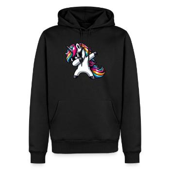 Licorne à pois surprise Rainbow Girl - Sweat à capuche Premium bio Homme - noir - Devant - Nico (187cm)