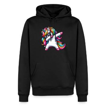 Einhorn Tupfende Überraschung Regenbogenmädchen - Männer Premium Bio Hoodie - Schwarz - Vorne - Nico (187cm)