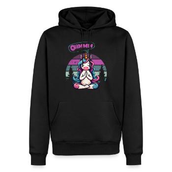 Ohmmm Yoga Einhorn I Meditation Entspannung - Männer Premium Bio Hoodie - Schwarz - Vorne - Nico (187cm)