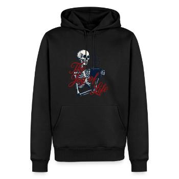 Déguisement effrayant d’un amateur de café drôle - Sweat à capuche Premium bio Homme - noir - Devant - Nico (187cm)