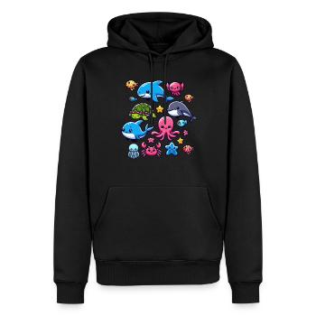 Colorful sea creatures for kids Sea creatures - Men’s Premium Organic Hoodie - black - Front - Nico (187cm)