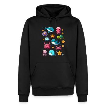 Colorful sea creatures for kids Sea creatures - Men’s Premium Organic Hoodie - black - Front - Nico (187cm)