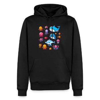 Colorful sea creatures for kids Sea creatures - Men’s Premium Organic Hoodie - black - Front - Nico (187cm)