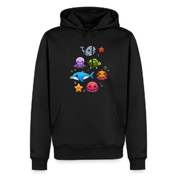 Colorful sea creatures for kids Sea creatures - Men’s Premium Organic Hoodie - black - Front - Nico (187cm)