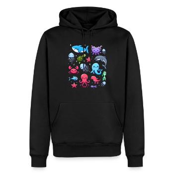 Colorful sea creatures for kids Sea creatures - Men’s Premium Organic Hoodie - black - Front - Nico (187cm)