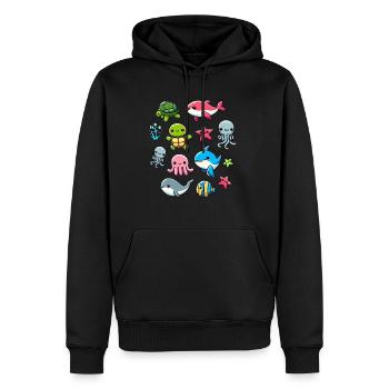Colorful sea creatures for kids Sea creatures - Men’s Premium Organic Hoodie - black - Front - Nico (187cm)