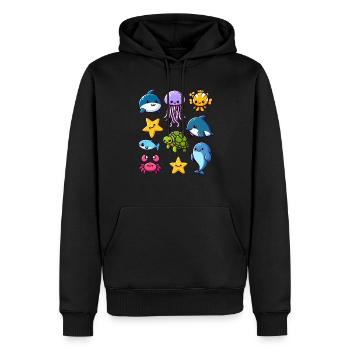 Colorful sea creatures for kids Sea creatures - Men’s Premium Organic Hoodie - black - Front - Nico (187cm)
