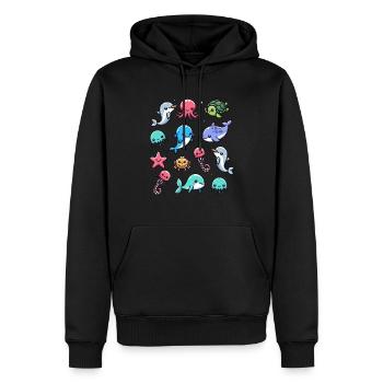 Colorful sea creatures for kids Sea creatures - Men’s Premium Organic Hoodie - black - Front - Nico (187cm)