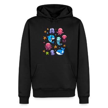 Colorful sea creatures for kids Sea creatures - Men’s Premium Organic Hoodie - black - Front - Nico (187cm)