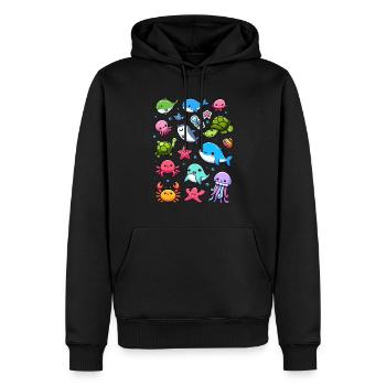 Colorful sea creatures for kids Sea creatures - Men’s Premium Organic Hoodie - black - Front - Nico (187cm)