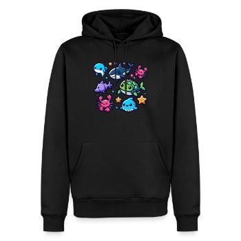 Colorful sea creatures for kids Sea creatures - Men’s Premium Organic Hoodie - black - Front - Nico (187cm)