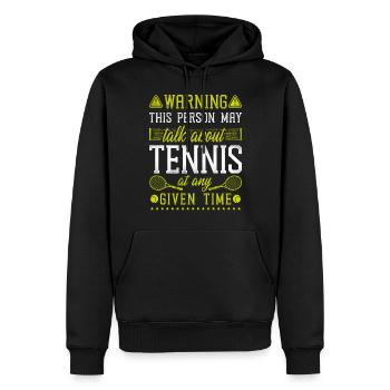 Avertissement de raquette de joueur de tennis drôle - Sweat à capuche Premium bio Homme - noir - Devant - Nico (187cm)