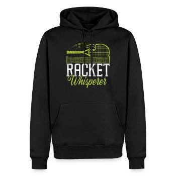 Drôle de joueur de tennis raquette jeu de mots - Sweat à capuche Premium bio Homme - noir - Devant - Nico (187cm)