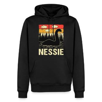 Nessie - Männer Premium Bio Hoodie - Schwarz - Vorne - Nico (187cm)