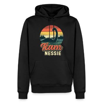 L’équipe Nessie - Sweat à capuche Premium bio Homme - noir - Devant - Nico (187cm)