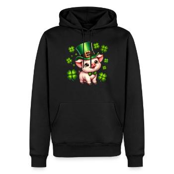 Glücksschwein Silvester Neujahr Kleeblatt - Männer Premium Bio Hoodie - Schwarz - Vorne - Nico (187cm)