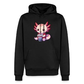 Axolotl Boba Thé Buvant Otaku Anime Lover - Sweat à capuche Premium bio Homme - noir - Devant - Nico (187cm)