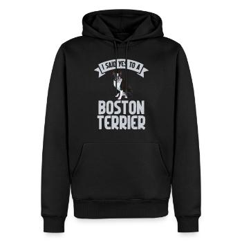 Boston Terrier Gifts - Männer Premium Bio Hoodie - Schwarz - Vorne - Nico (187cm)