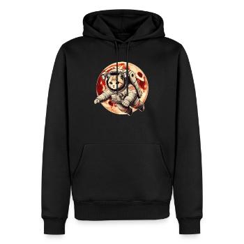 Katze, Weltraum, Astronaut, Weltall, Kawaii - Männer Premium Bio Hoodie - Schwarz - Vorne - Nico (187cm)