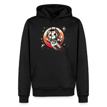 Katze, Weltraum, Astronaut, Weltall, Kawaii - Männer Premium Bio Hoodie - Schwarz - Vorne - Nico (187cm)