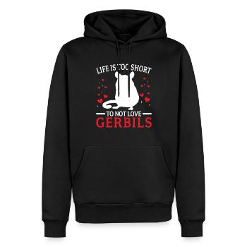 Les gerbilles n’aiment pas les gerbilles rongeurs - Sweat à capuche Premium bio Homme - noir - Devant - Nico (187cm)