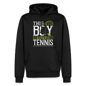 Funny Tennis Player Racket Boy - Männer Premium Bio Hoodie - Schwarz - Vorne - Nico (187cm)